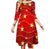 Vestido Feminino Vintage Disco Vermelho Anos 70 Com Estrelas