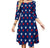 Vestido Feminino Vintage Anos 70 Plus Size Azul Escuro Com Estampa De Estrelas