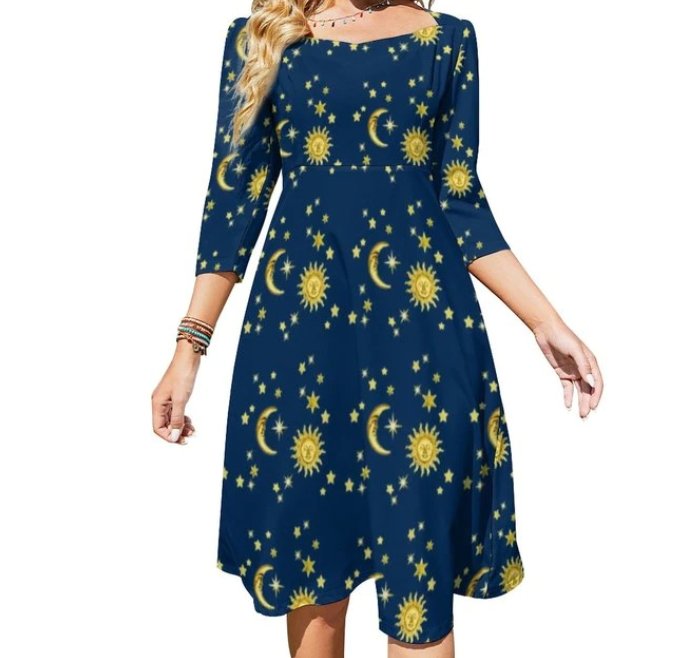 Vestido Feminino Vintage De Comprimento Médio Dos Anos 70