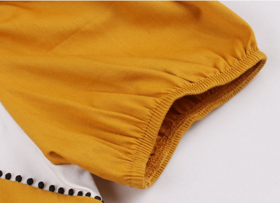 Lindo Vestido De Design Vintage Amarelo E Branco