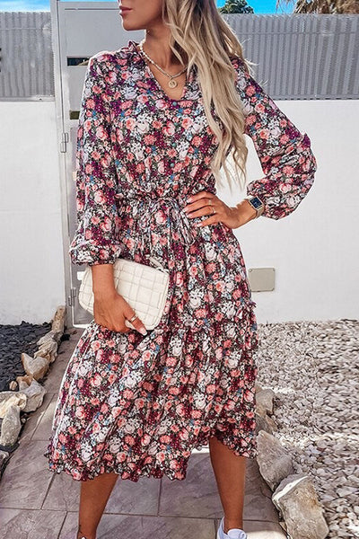 Vestido Longo Floral Vintage