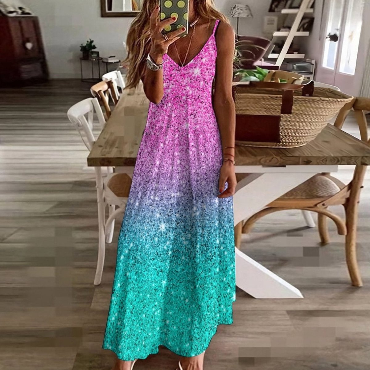 Vestido De Lantejoulas Anos 70