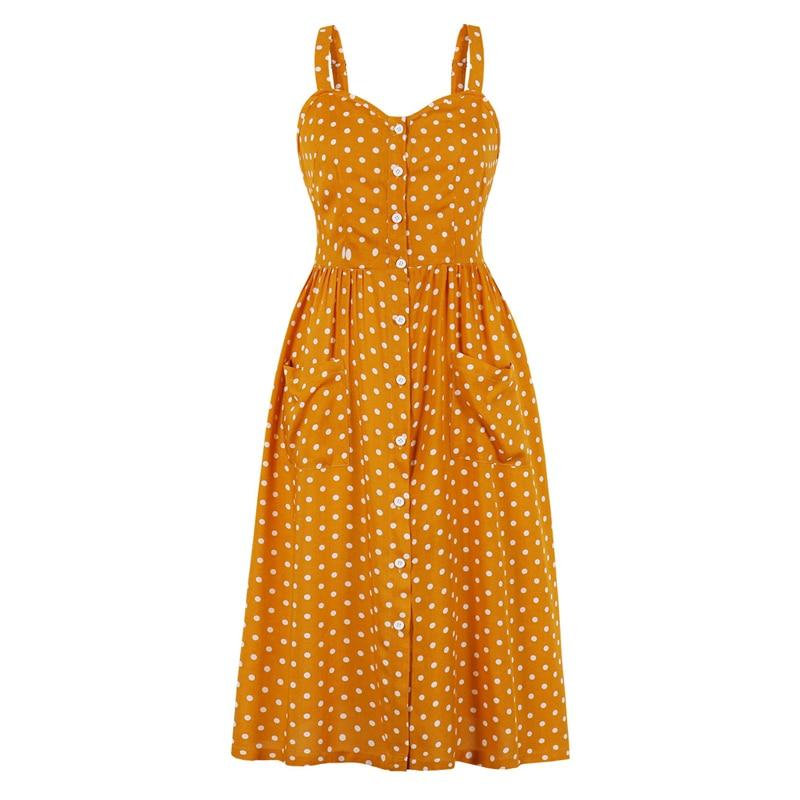 Vestido De Bolinhas Amarelo Dos Anos 60