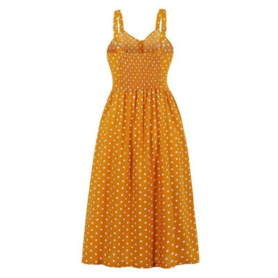 Vestido De Bolinhas Amarelo Dos Anos 60