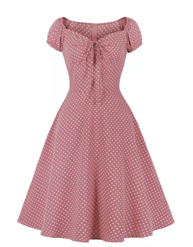 Vestido Aberto De Bolinhas Vintage Vermelho