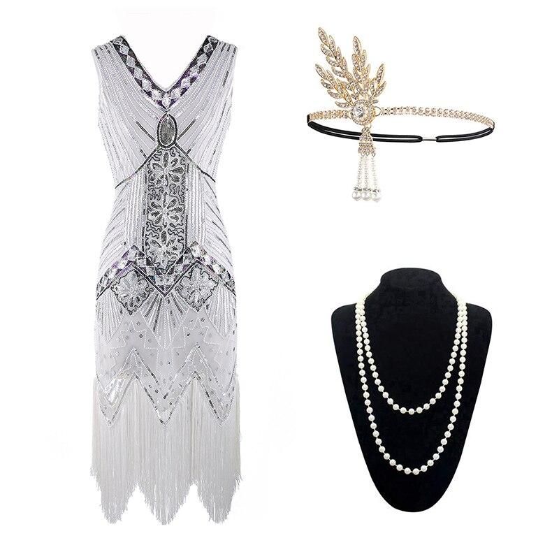 Vestido Gatsby Branco Dos Anos 1920