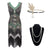 Gatsby 1920 Vestido Verde Ouro