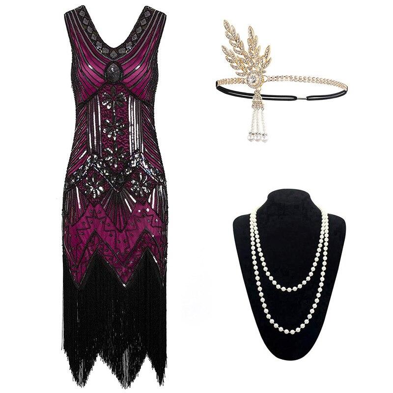 Gatsby Vestido Roxo Anos 20