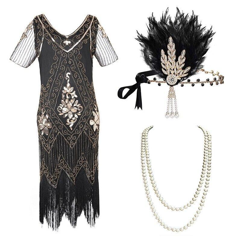 Vestido Preto E Dourado Anos 20 Plus Size