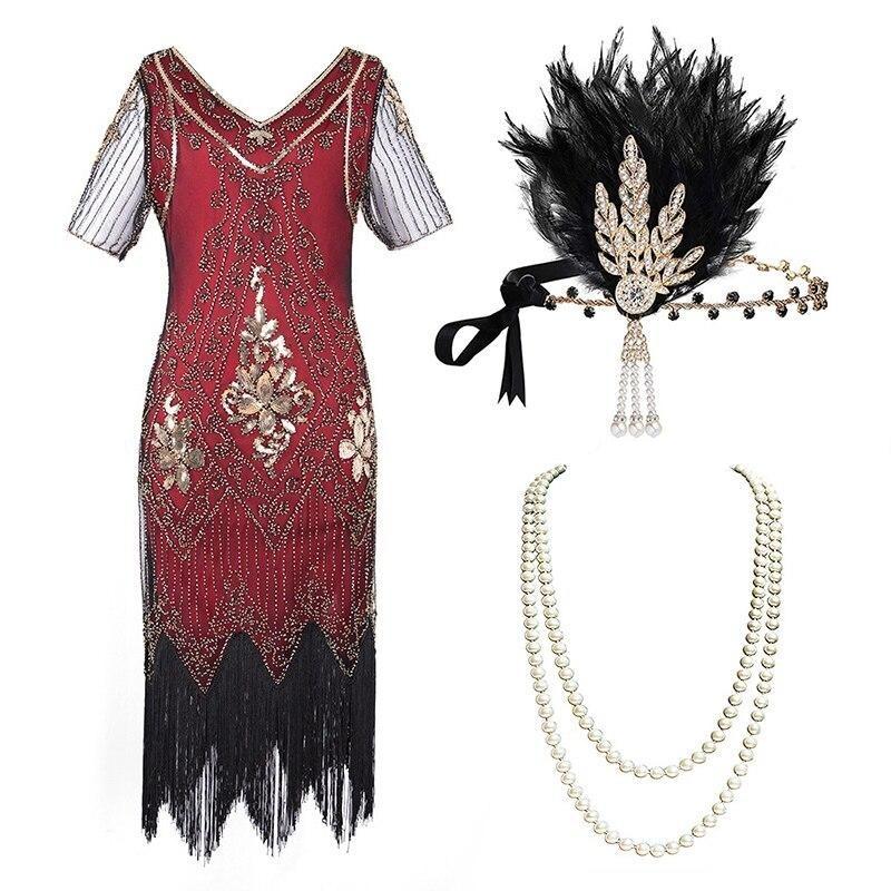 Vestido Plus Size Vermelho Dourado Dos Anos 1920