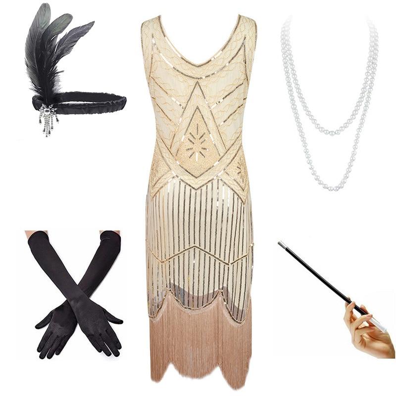 Vestido Vintage Dos Anos 1920 Bege