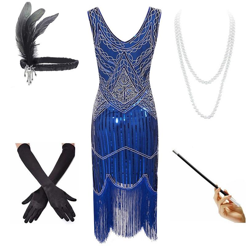 Vestido Vintage Azul Dos Anos 1920