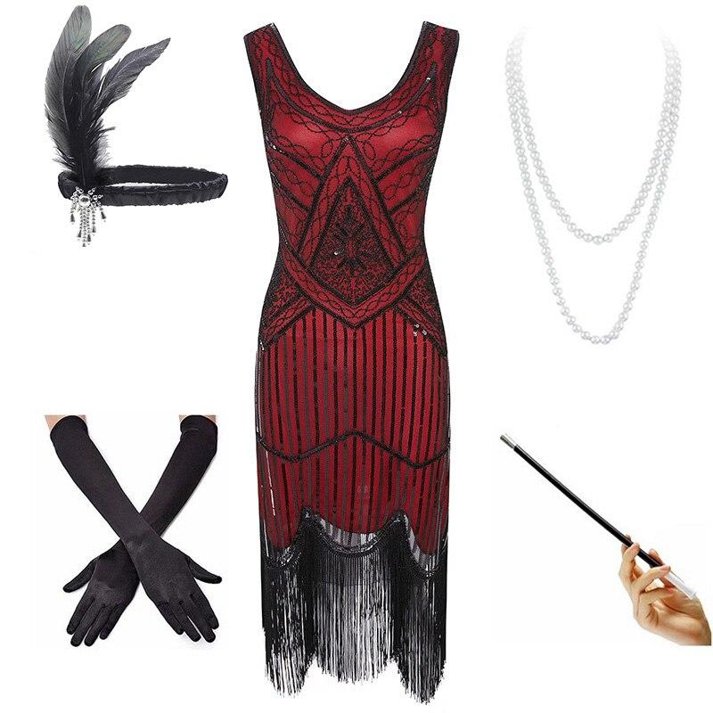 Vestido Vintage Vermelho E Preto Dos Anos 1920