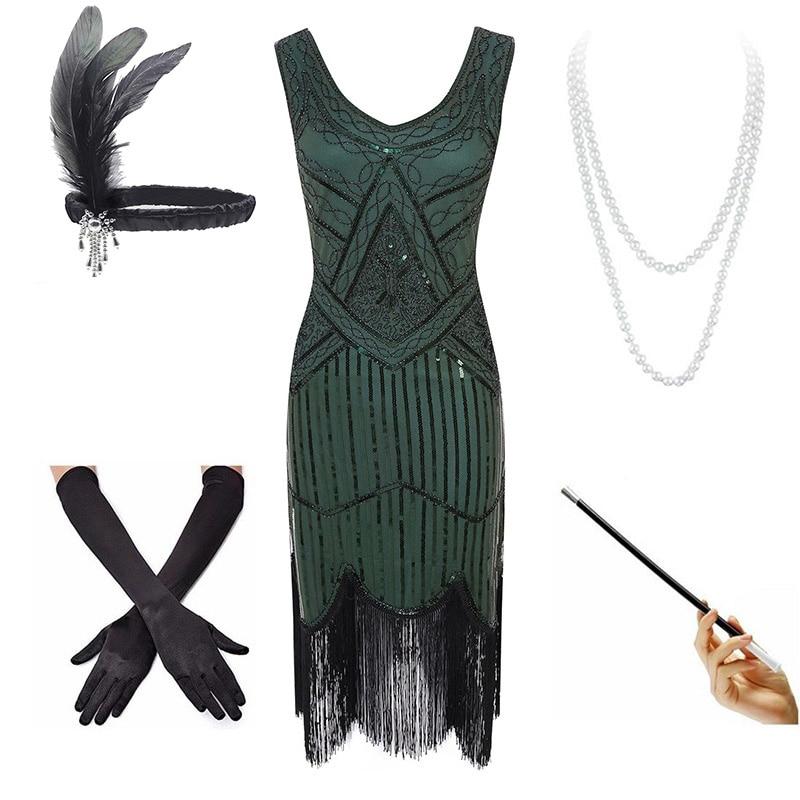 Vestido Vintage Verde Dos Anos 1920