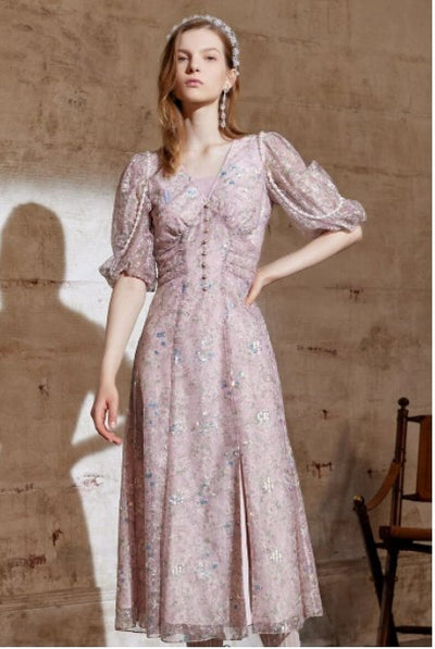 Vestido Rosa Clássico Anos 40 Anos 50