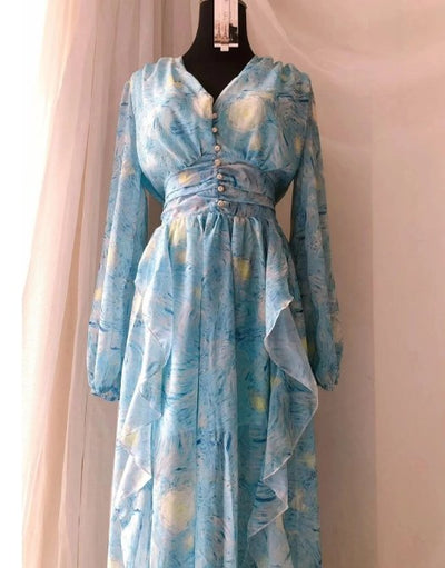 Vestido De Noiva Azul Céu Dos Anos 1940