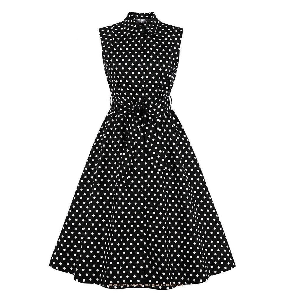 Vestido De Bolinhas Preto E Branco Vintage Americano Dos Anos 1950