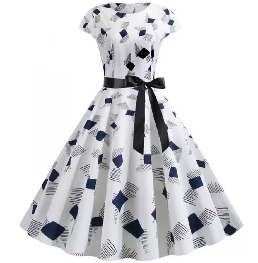 Vestido Dos Anos 50 Com Estampas Modernas