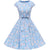 Vestido Azul Celeste Floral Anos 50