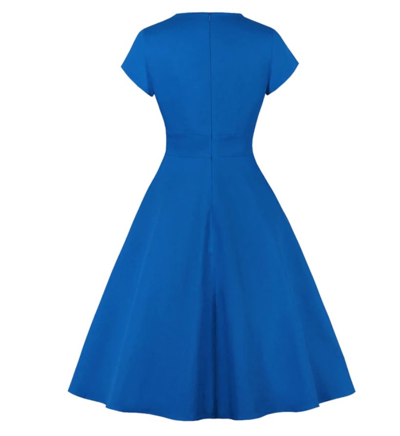 Vestido Dos Anos 50 Cache Coeur Azul