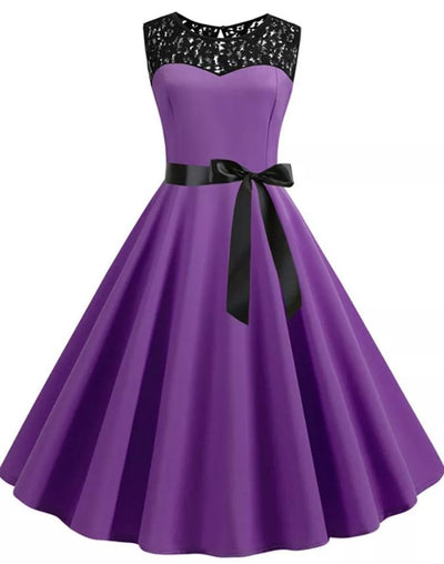 Vestido Flare Roxo Anos 50