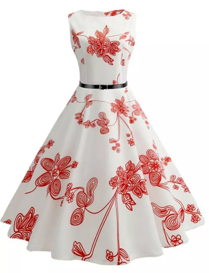 Vestido Rosa Vermelha Anos 50