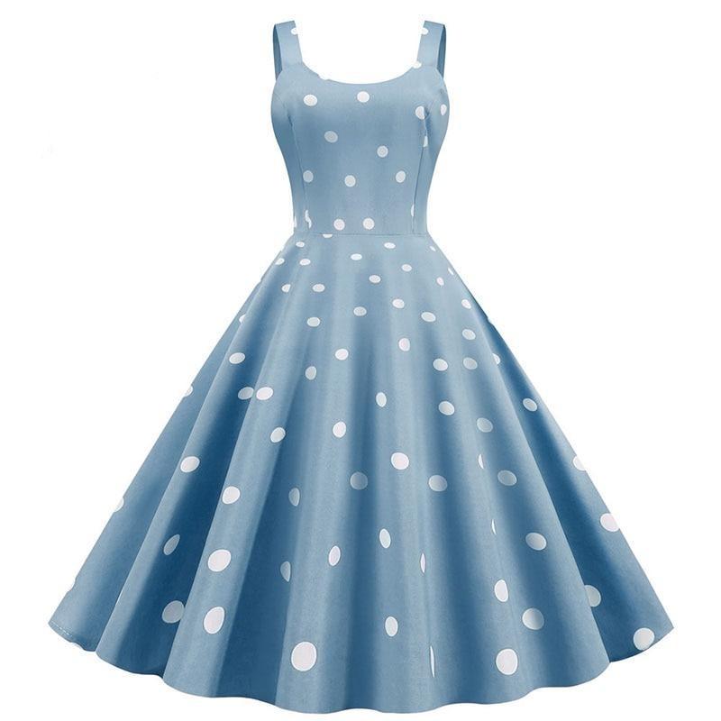 Vestido Pin Up Azul Anos 50