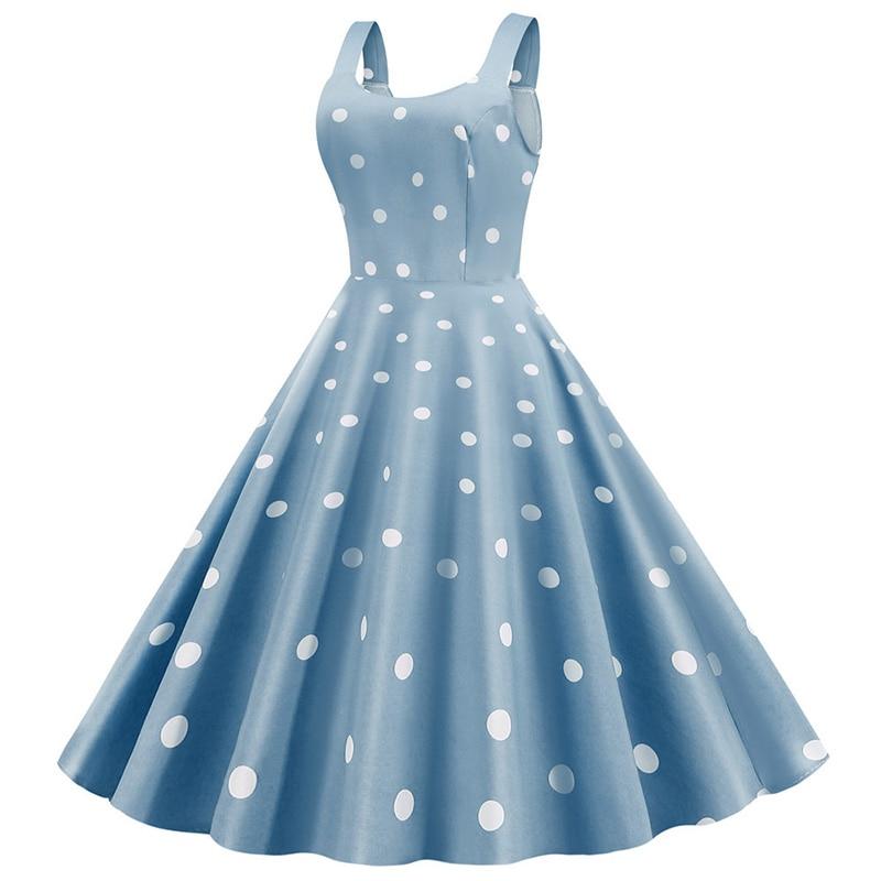 Vestido Pin Up Azul Anos 50