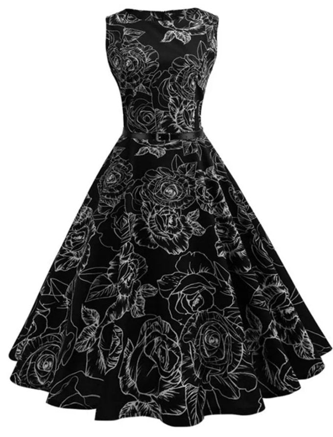 Vestido Pin Up Preto Dos Anos 50