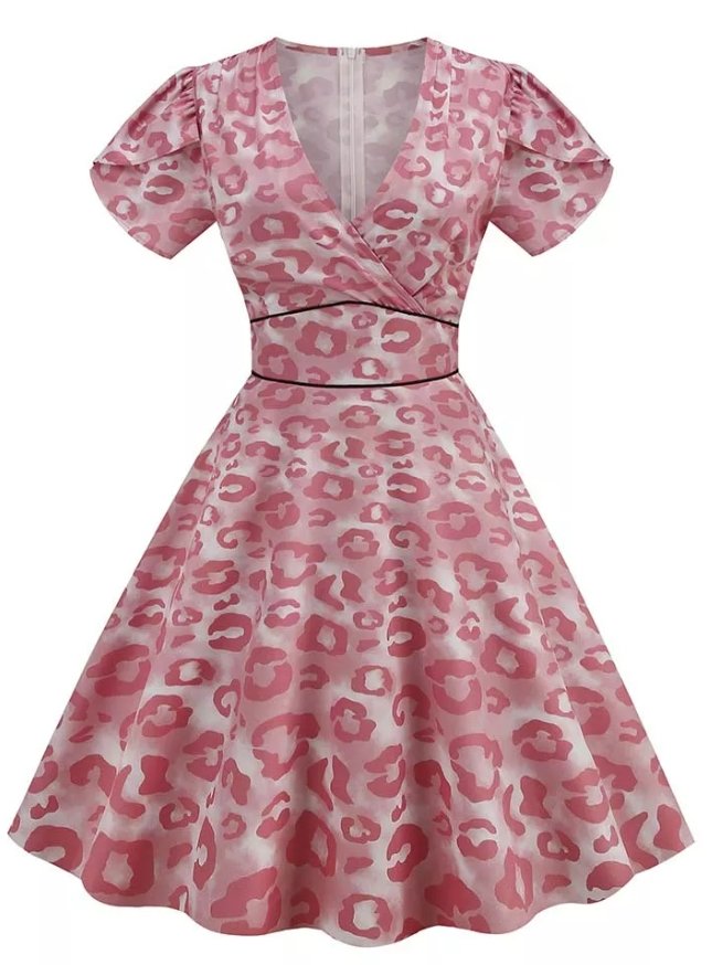 Vestido Pin Up Rosa Doce Dos Anos 50