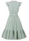 Vestido Pin Up Verde Liso Anos 50