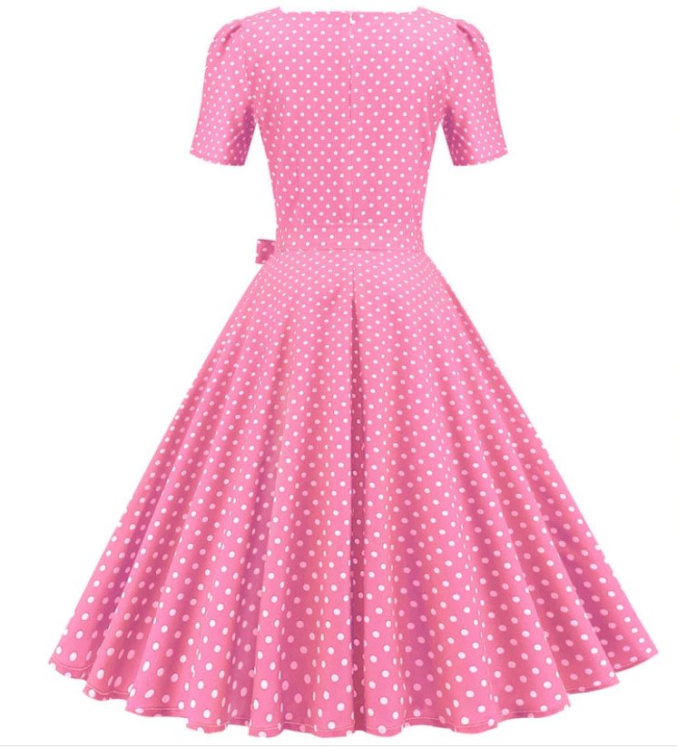 Vestido De Bolinhas Rosa Anos 50