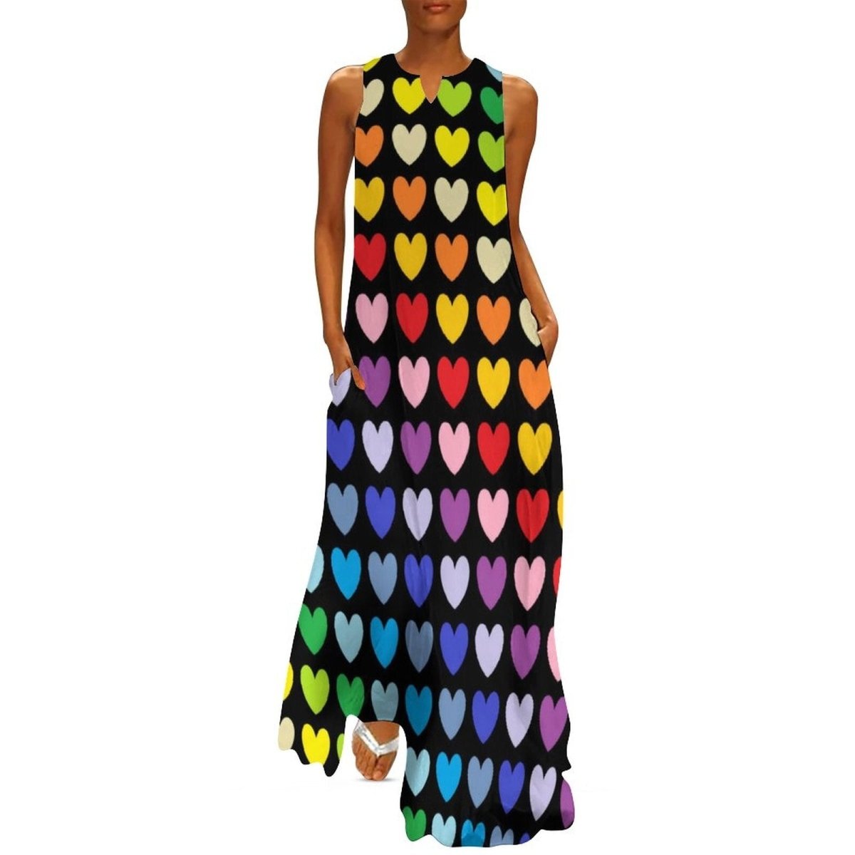 Vestido Chique Multicolorido Dos Anos 70