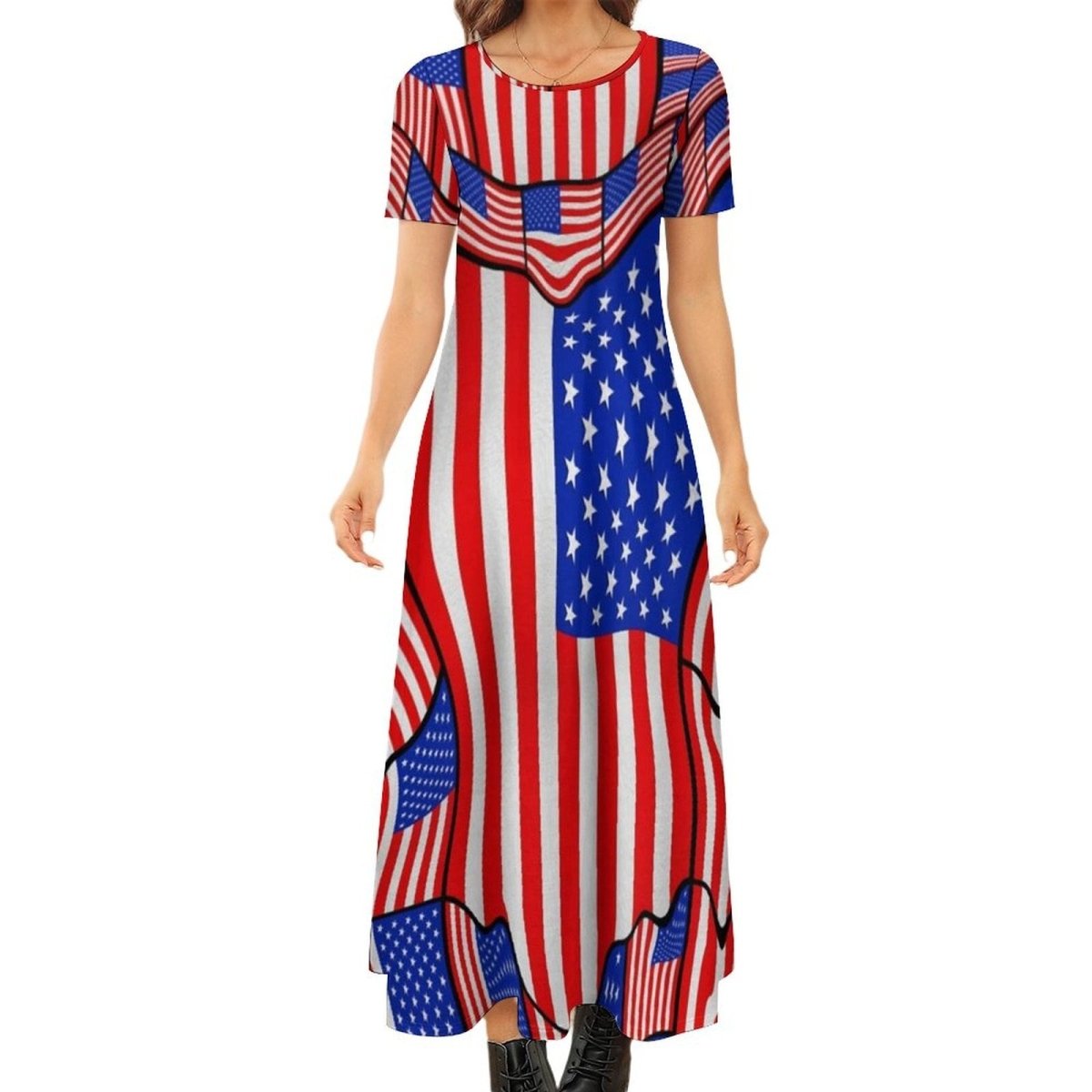 Vestido Dos Anos 70 Com Bandeira Dos Eua