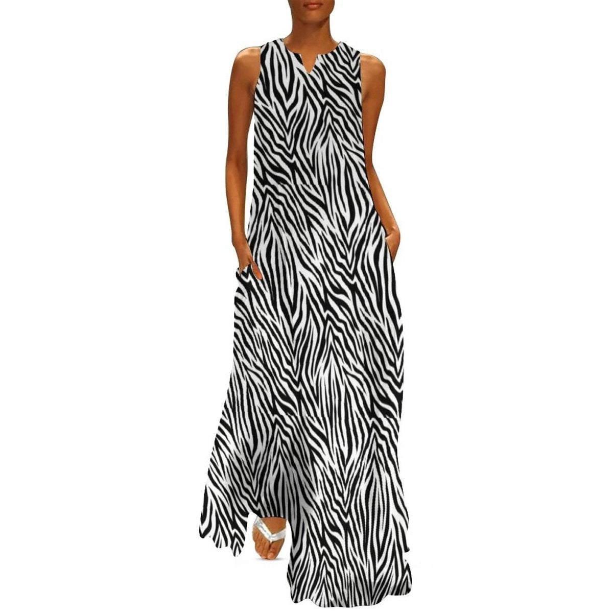 Vestido Vintage Preto E Branco Dos Anos 70