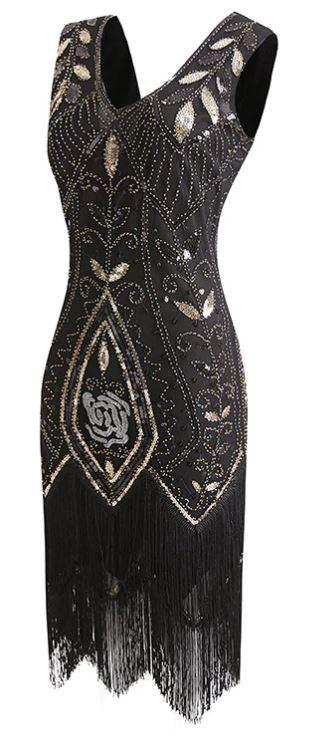 Vestido Feminino Preto Dos Anos 1920