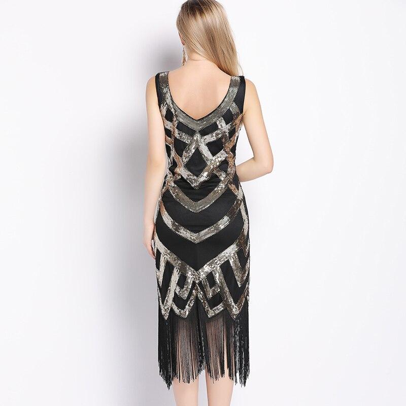 Vestido Vintage Anos 20 Preto Dourado