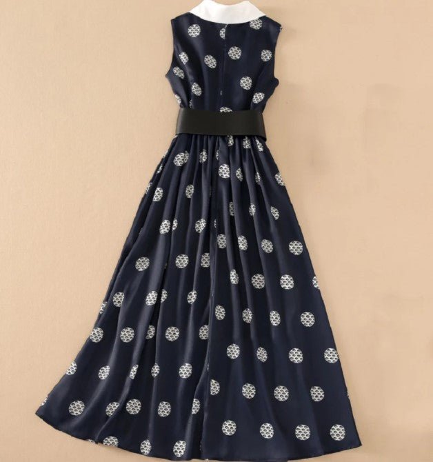 Vestido Chique Azul Marinho Anos 40
