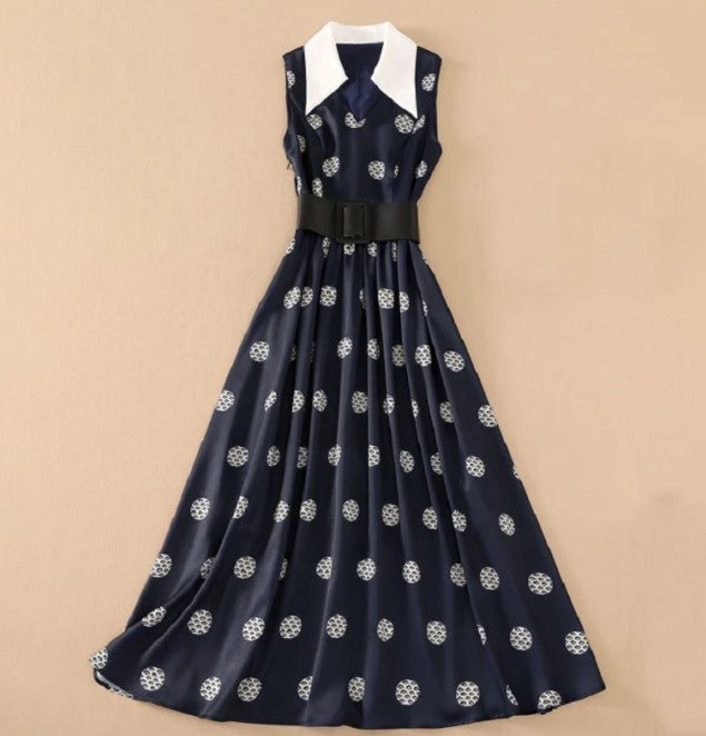 Vestido Chique Azul Marinho Anos 40