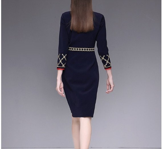 Vestido Lápis Azul Anos 40