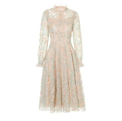 Vestido De Renda Vintage Chique Anos 40 Cinza