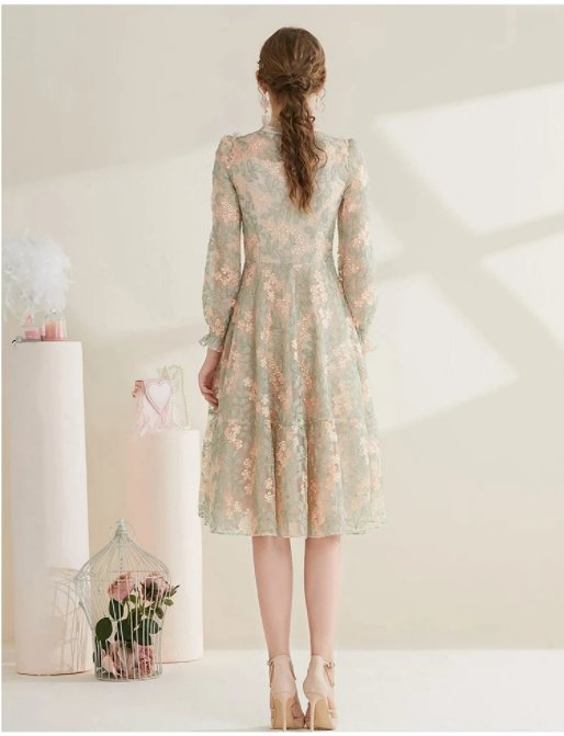 Vestido De Renda Vintage Chique Anos 40 Cinza