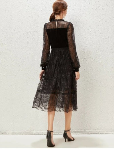 Vestido De Renda Vintage Chique Anos 40 Preto