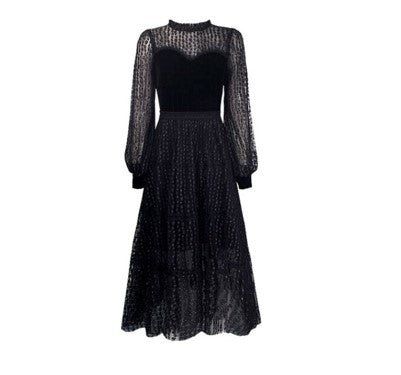Vestido De Renda Vintage Chique Anos 40 Preto