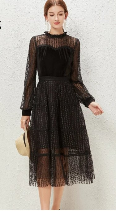 Vestido De Renda Vintage Chique Anos 40 Preto