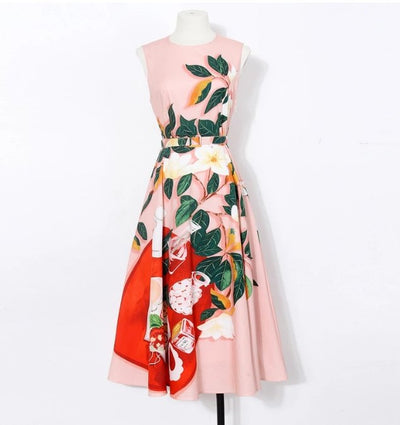 Vestido Floral Rosa Anos 40