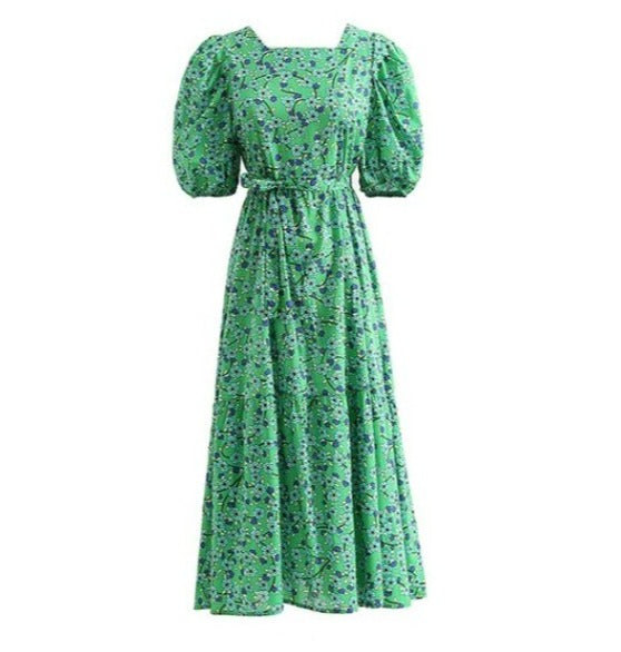 Vestido Floral Verde Anos 40