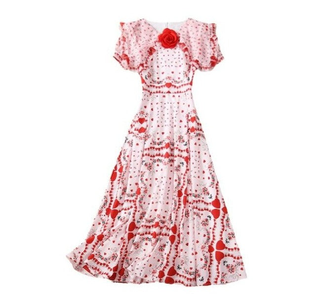 Vestido Rosa Corações Anos 40