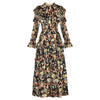 Vestido Floral Preto De Cintura Alta Anos 40