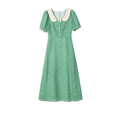 Vestido Dos Anos 40 Com Margaridas Verdes